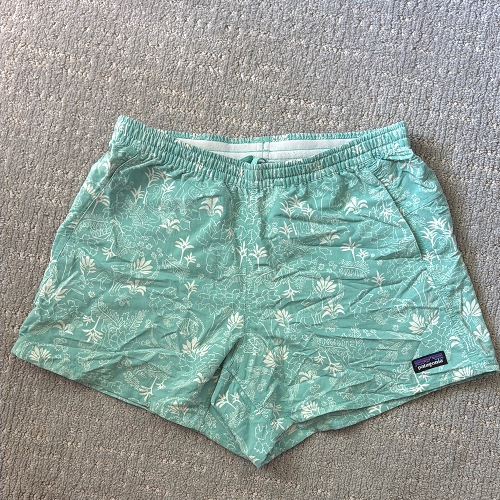 Patagonia Mint Green Floral Print Women's Shorts